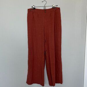 Sienna Sky Rust Linen Blend Wide Leg Trousers XL